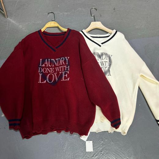 BS拼色心形字母印花磨破长袖毛织衫40913 冬季 492914241781 商品图4