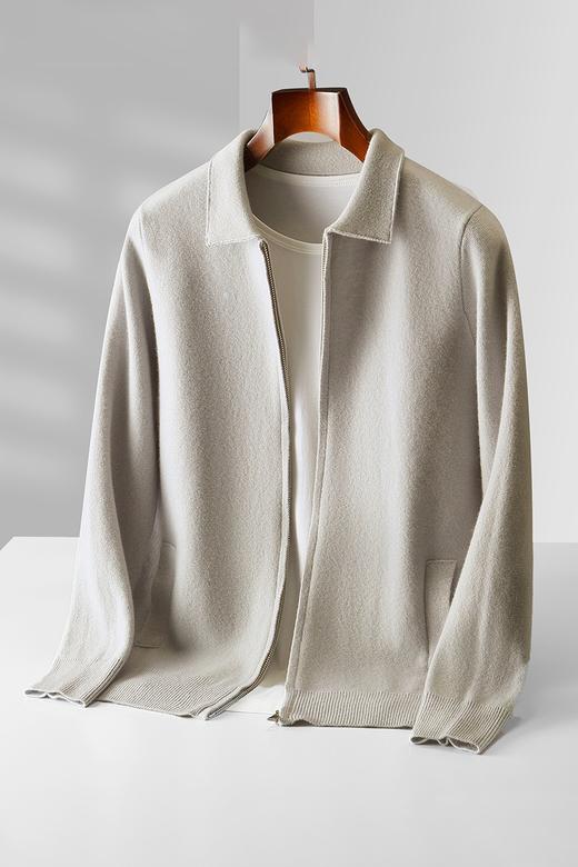 丁摩 100%纯羊毛开衫加厚秋冬男针织开衫宽松外穿潮流翻领大码外套4ZF-2340 商品图9