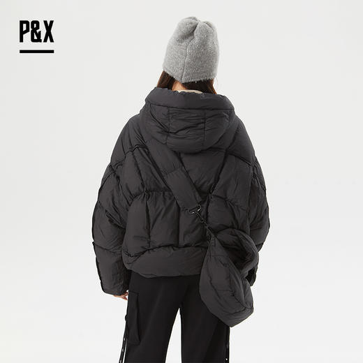 P&X设计师女装宽松休闲短款羽绒服824424286 黑色 商品图4