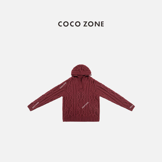 COCO ZONE 时尚麻花V领针织衫设计感长袖上衣CC1D2351 商品图0