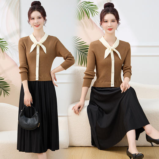 针织拼接假两件连衣裙 商品图3