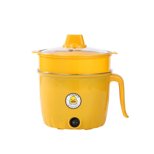 【吃饭追剧两不误，盖子可当手机支架】小黄鸭电煮锅 多功能电热锅 迷你学生宿舍电热火锅 煮面泡面礼品锅-QQ 商品图4