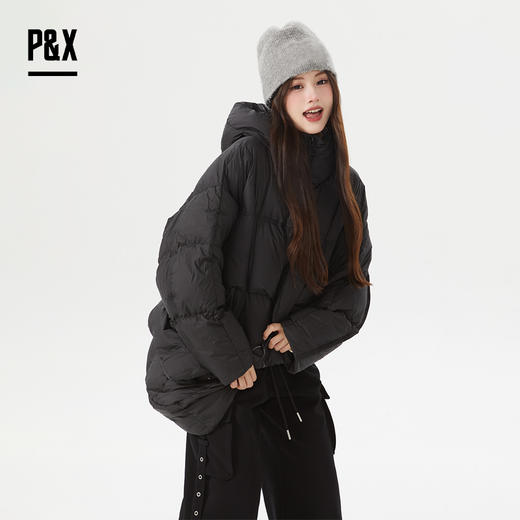 P&X设计师女装宽松休闲短款羽绒服824424286 黑色 商品图3