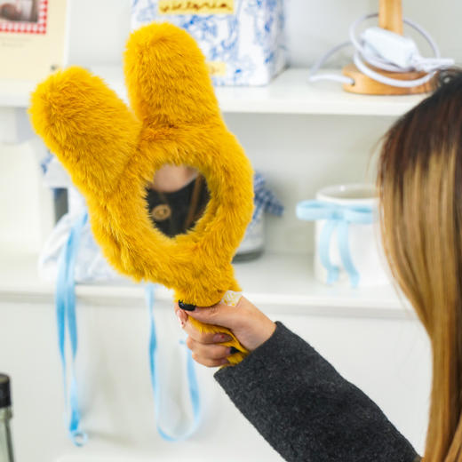 秋冬系列袋鼠团团毛绒手持镜 商品图2