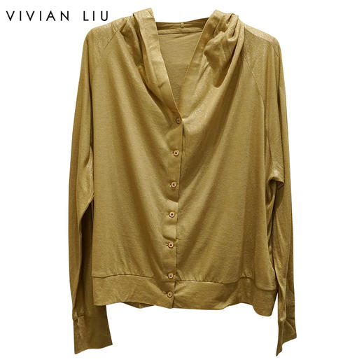 VIVIAN LIU薇薇安刘R2447313初秋女装新款V领单排扣长袖针织衫 商品图0