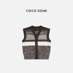 COCO ZONE 100绵羊毛显瘦V领单排扣针织开衫CC1C2325