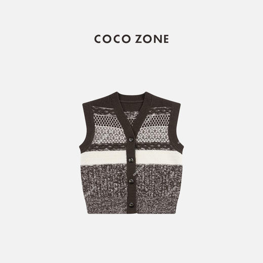 COCO ZONE 100绵羊毛显瘦V领单排扣针织开衫CC1C2325 商品图0