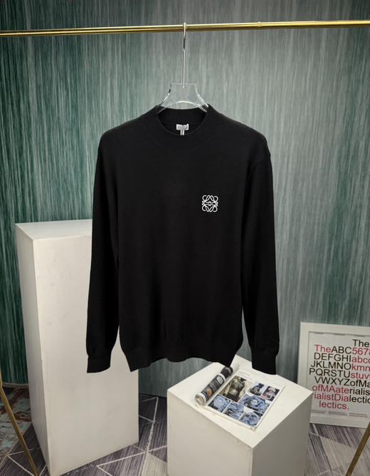 LW 2024冬季新款  经典刺绣LOGO 薄款休闲羊毛混纺圆领针织衫/毛衣 特惠 Z-12062 商品图5