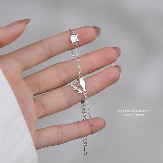【可爱猫鱼】S999银手链【YXS-L857】 商品图1