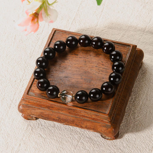 绿幽灵顶珠清代檀香紫檀家具老料制手串直径1.2cm 商品图2