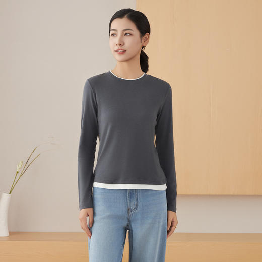 weyo秋冬女士羊毛养肤衣假两件打底衫A32310 商品图2