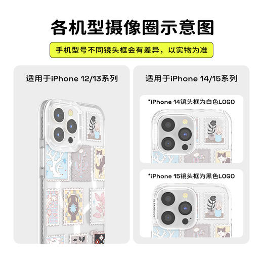 【房间·手机壳】邮票珍藏册 POPCASE手机壳 MagSafe Popcase磁吸款 白色 植物花卉 小猫 拼贴 iPhone 16/15/14/13 商品图3