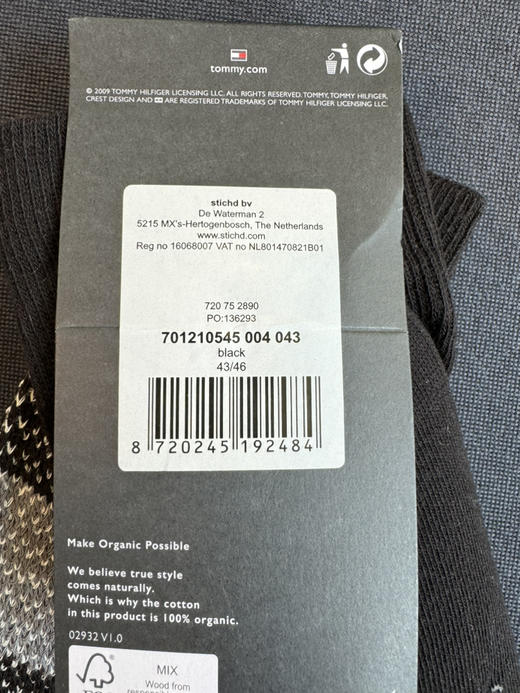 汤米有机棉袜。39-42。   43-46 商品图3