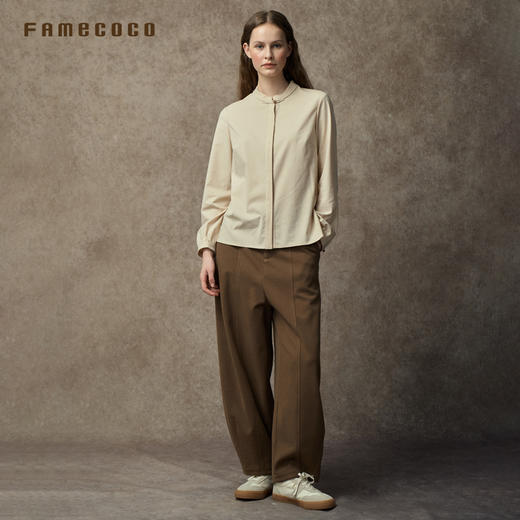 Famecoco范可儿中式立领双色棉麻加厚衬衫FAC8BH001 商品图4