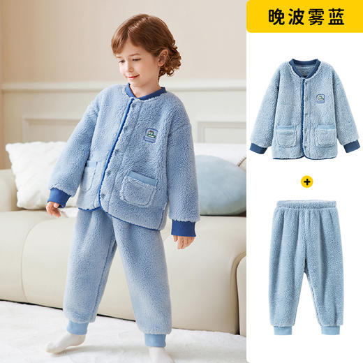 【加厚珊瑚绒】A类婴儿级加厚珊瑚绒家居服儿童睡衣秋冬款男女童加绒加厚珊瑚绒睡衣可外出 商品图5