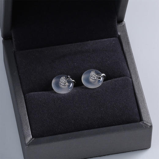 【宏艺珠宝】雅韵福叶·银s925玉髓耳饰 商品图2