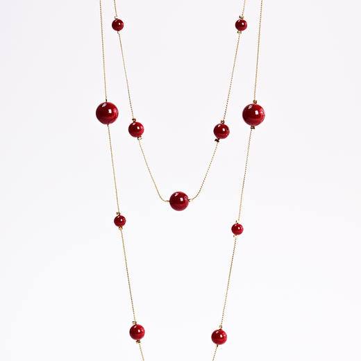 yszz-11001法式安可拉红琉璃贝珠双圈项链-RJ022 商品图4