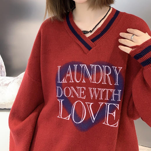 BS拼色心形字母印花磨破长袖毛织衫40913 冬季 492914241781 商品图3