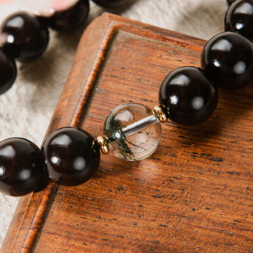 绿幽灵顶珠清代檀香紫檀家具老料制手串直径1.2cm 商品图4