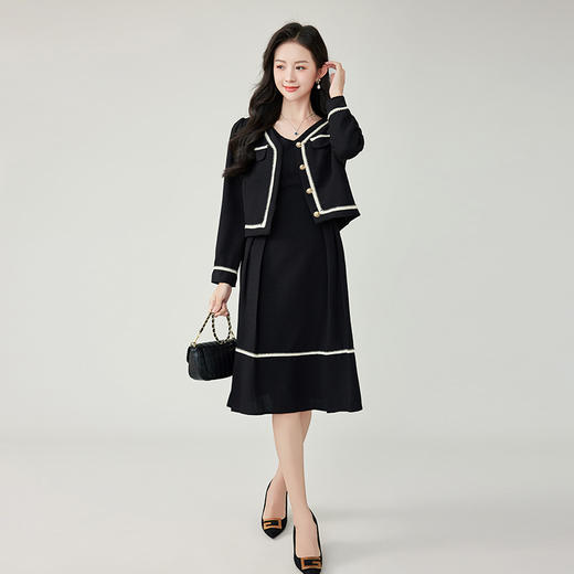 奢姿2024年秋装新款大码女装气质V领套装胖妹妹粗花时尚两件套9923981453 商品图1