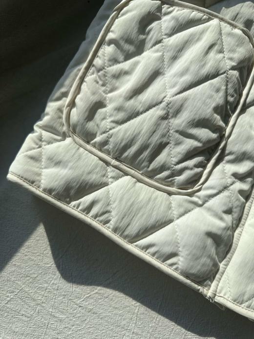 贝壳三 撞色翻领牛仔拼接菱格绗缝棉服大口袋直筒女士棉衣A110431 商品图9