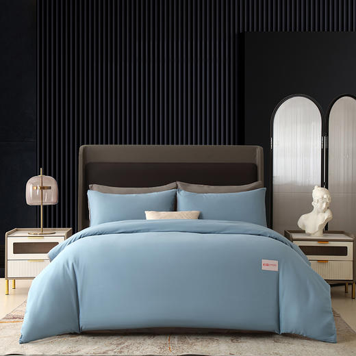 红豆/HONGDOU | 全棉素色双拼四件套-慢时光（蓝）200*230cm HD-T240306 商品图0
