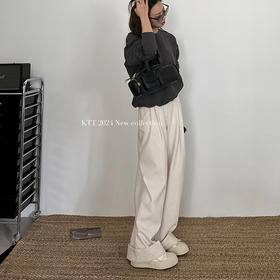 【顺丰包邮】04641 洛诗琳秋季韩系慵懒高级感天丝醋酸撞边休闲裤50602