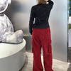 ZB1抽绳绒面工装阔腿裤40915（黑红） 冬季 944010220321 商品缩略图1