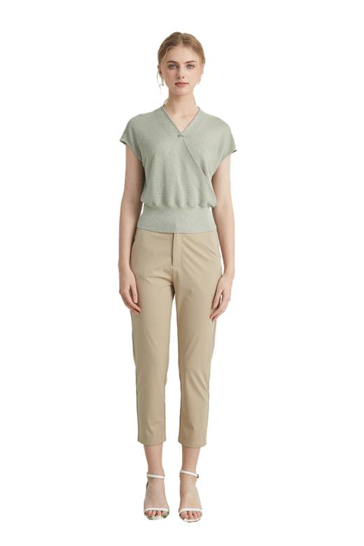 VIVIAN LIU薇薇安刘TR2426307春女装新款砍袖斜搭胸针套头针织衫 商品图5