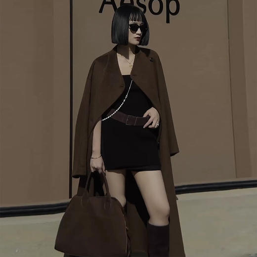 【顺丰包邮】03907 洛诗琳高奢初减澳毛立领骆驼绒长款毛呢大衣247660 商品图1