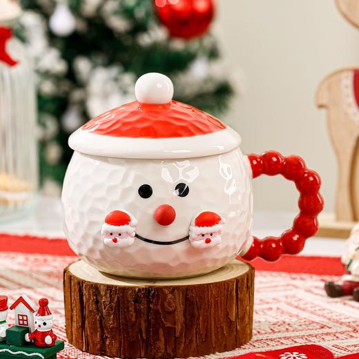创意圣诞陶瓷杯马克杯带盖家用喝水杯高颜值圣诞节礼物礼品咖啡杯 商品图5