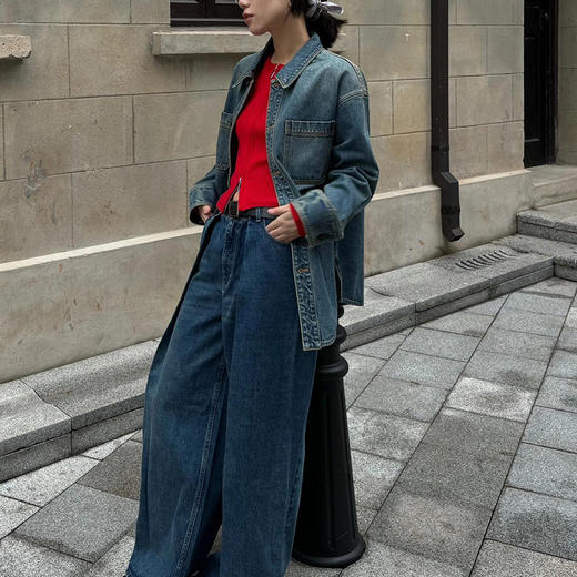 【顺丰包邮】05714 洛诗琳设计感北欧自然风男女同款牛仔衬衫1002 商品图3