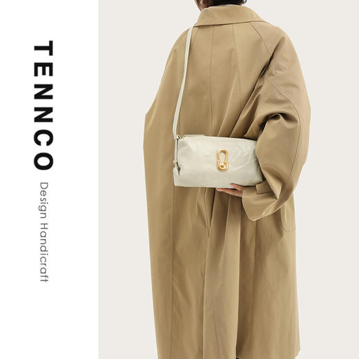 TENNCO【白金包】头层植鞣牛皮小方包真皮腋下包单肩斜挎包包 商品图2