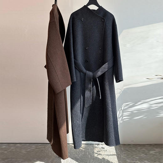 【顺丰包邮】03907 洛诗琳高奢初减澳毛立领骆驼绒长款毛呢大衣247660 商品图4