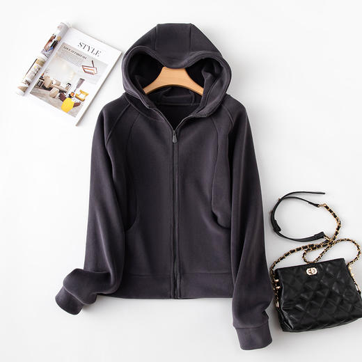 【双面德绒连帽卫衣】秋冬新款 加绒奥粒绒摇粒绒 小个子加厚打底外套 商品图8