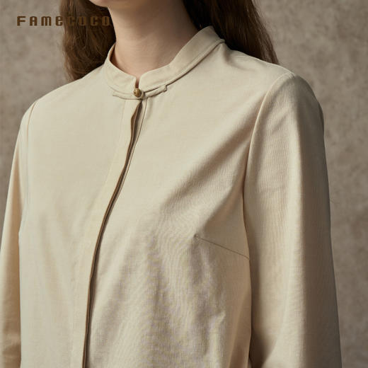 Famecoco范可儿中式立领双色棉麻加厚衬衫FAC8BH001 商品图3
