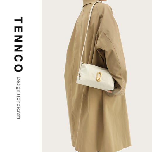 TENNCO【白金包】头层植鞣牛皮小方包真皮腋下包单肩斜挎包包 商品图1