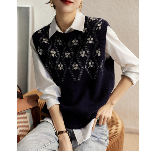 KQL E54M6230气质无袖针织马夹外穿毛衣小香风叠穿马甲 商品图1