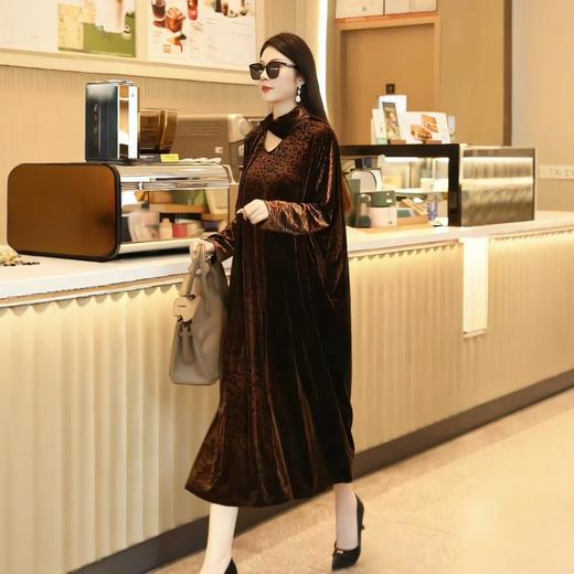 丁摩 秋季新款大码复古贵夫人气质豹纹妈妈装连衣裙宽松显瘦时尚长裙女4ZF-75335 商品图3