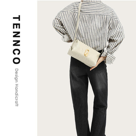 TENNCO【白金包】头层植鞣牛皮小方包真皮腋下包单肩斜挎包包 商品图5