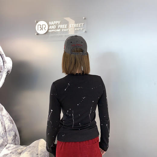 B1小立领泼墨打底长袖T恤41015（黑） 冬季 344030080321 商品图1