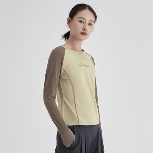 weyo秋冬女修身百搭色纺字母印花撞色打底衫A17306 商品图2