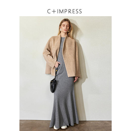 西嘉羊毛天丝松紧腰高智风鱼尾卫衣半裙2024冬新 商品图3