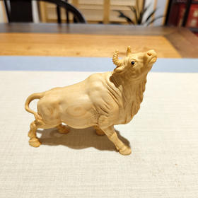 新款牛气冲天°原木黄杨摆件
