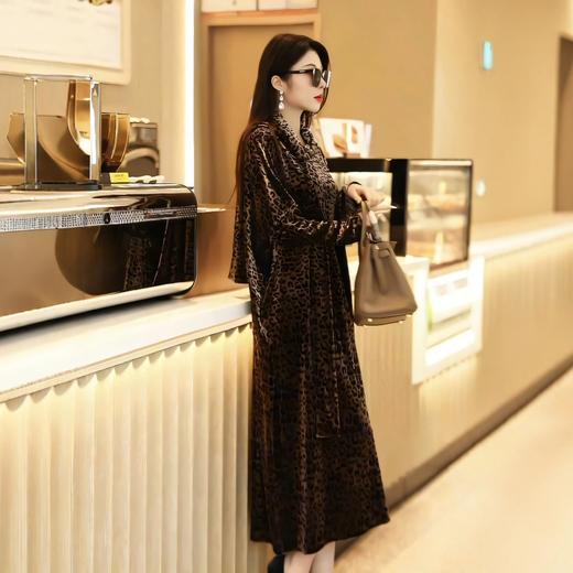 丁摩 秋季新款大码复古贵夫人气质豹纹妈妈装连衣裙宽松显瘦时尚长裙女4ZF-75335 商品图0
