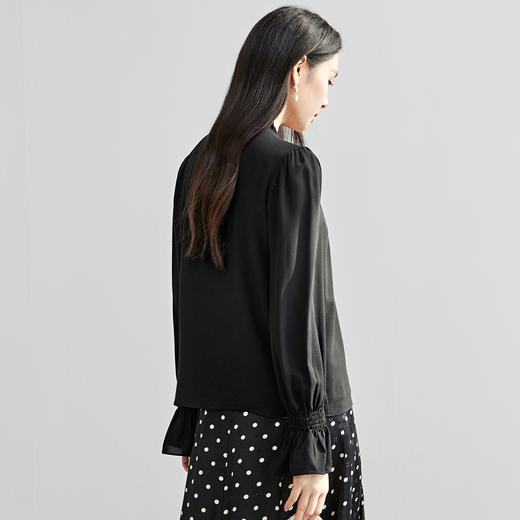 【内购】法式木耳边V领梭织乱麻轻盈雪纺衫通勤荷叶边V领直身廓形衬衣-57909 商品图4