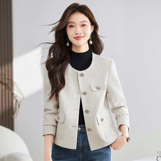 简约时尚小香风气质西装单排扣磨毛外套SSFB2923-1 商品图3