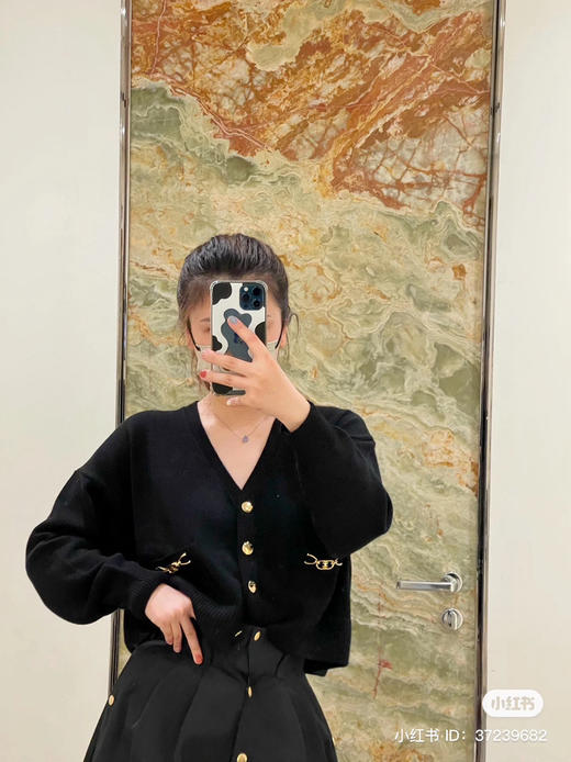 114-1独家圆正 阿娇同款 ce凯旋门金扣 客供山羊绒 重磅针织开衫 商品图4