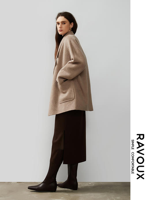 264269909中长牦牛绒混纺大衣 商品图4