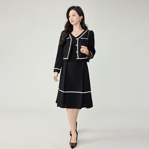 奢姿2024年秋装新款大码女装气质V领套装胖妹妹粗花时尚两件套9923981453 商品图4